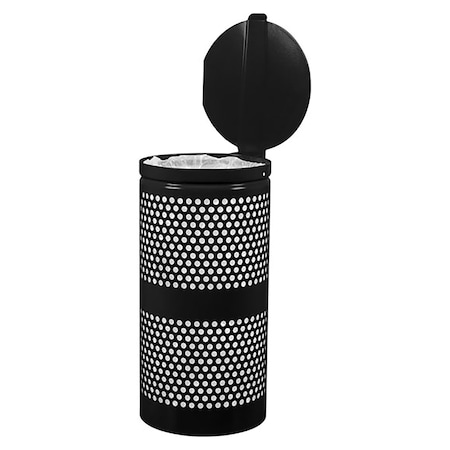 Ex-Cell Kaiser 10-Gal. Receptacle W/ Lid - Steel, Black Gloss WR-10R CVR BLK